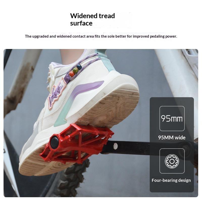 1 Pair Double Ball Bicycle Pedals Aluminum Alloy Anti Skid Mountain Bike Pedals Ultra-Light Flat Cycling Treadle Platform