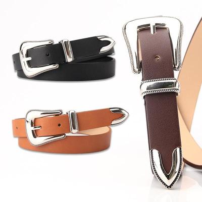 Europäisches und amerikanisches dreiteiliges Retro-Gürtelset für Damen mit geschnitzter Schnalle für Kleider oder Mäntel