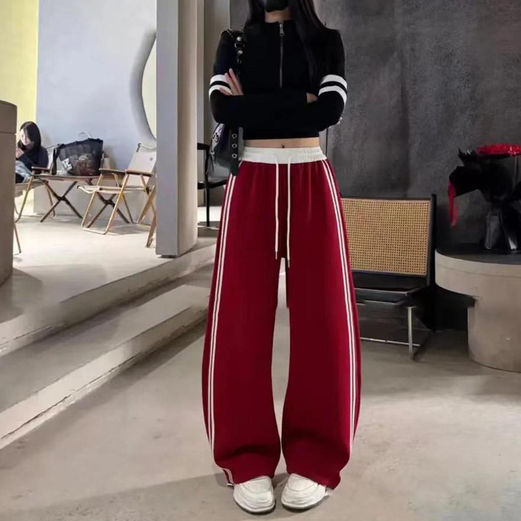 Women's Colorblock Side Stripe High-Waist Wide Leg Sweatpants - Spring/Autumn 2026