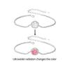 WOSTU 925 Sterling Silver Change Color Flower Link Bracelet Women Romantic Pink Rose Flowers Charm Bracelets Party Jewelry Gift