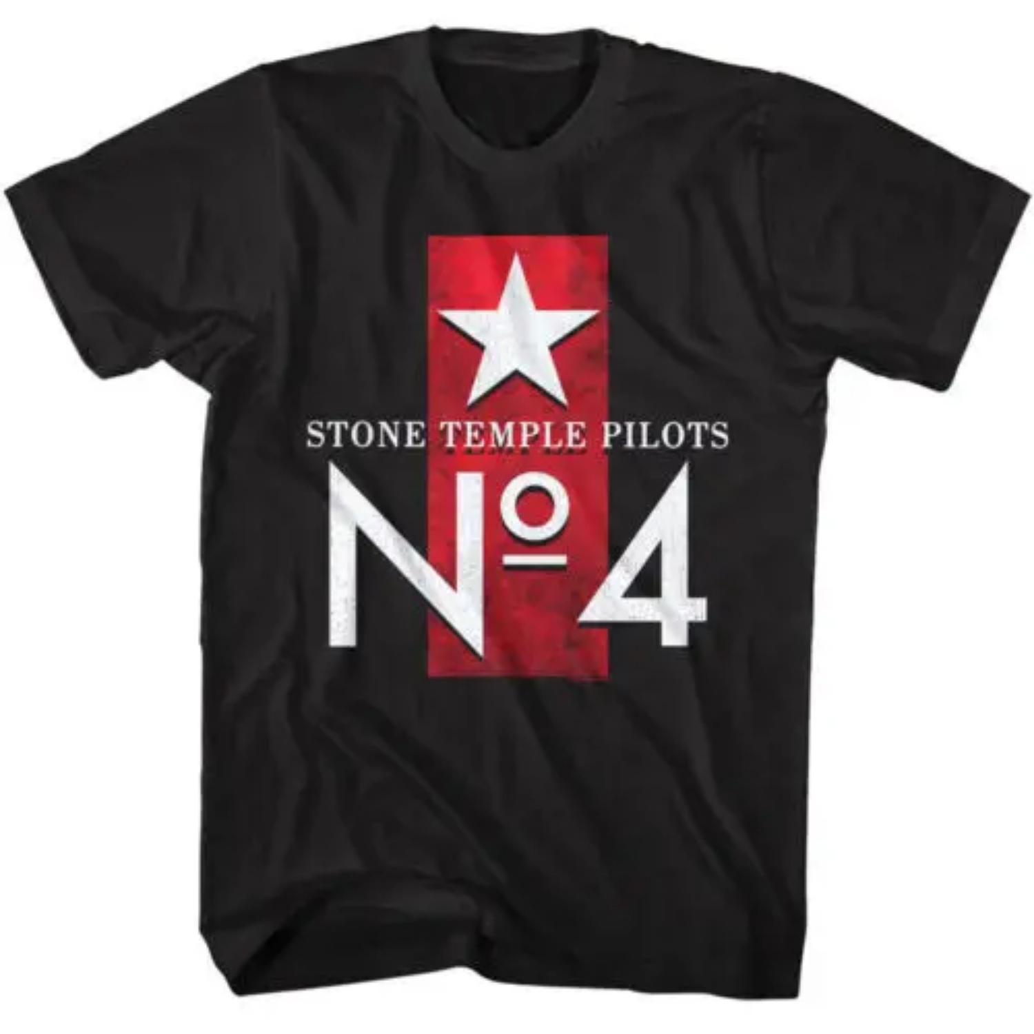 Stone Temple Pilots No 4 Red Stripe Men s T-Shirt Rock Band Album Concert Tour M S чёрный