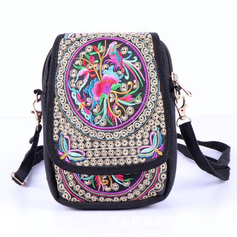 Юньнаньский этнический стиль вышитый кошелек для телефона и монет