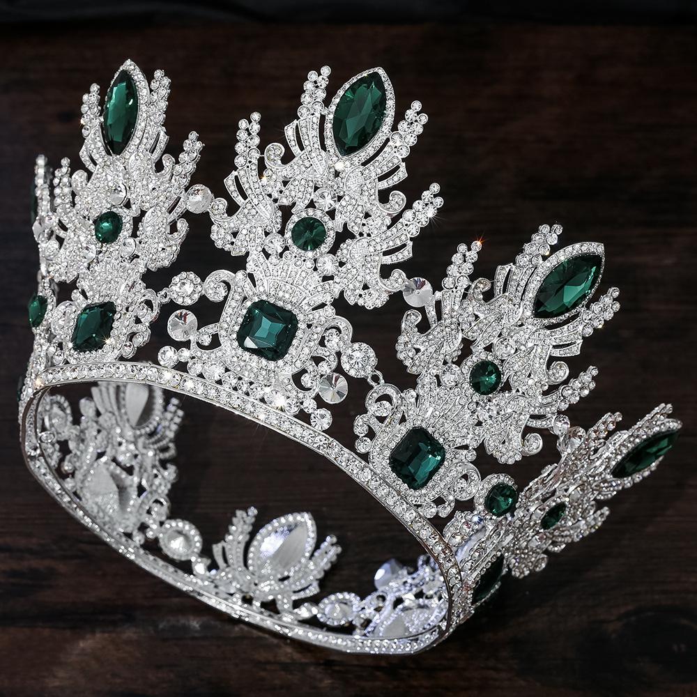 Baroque Crystal Crown Miss Universe Tiara Rhinestone Pageant Prom Crowns Bridal Wedding Hair Accessories Jewelry Crown Tiara