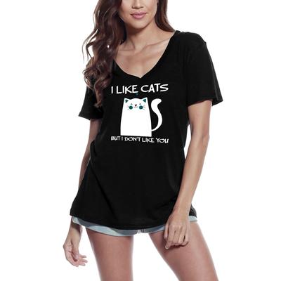 Damen T-Shirt „Ich mag Katzen, aber ich mag dich nicht“ – süßes Kurzarm-T-Shirt