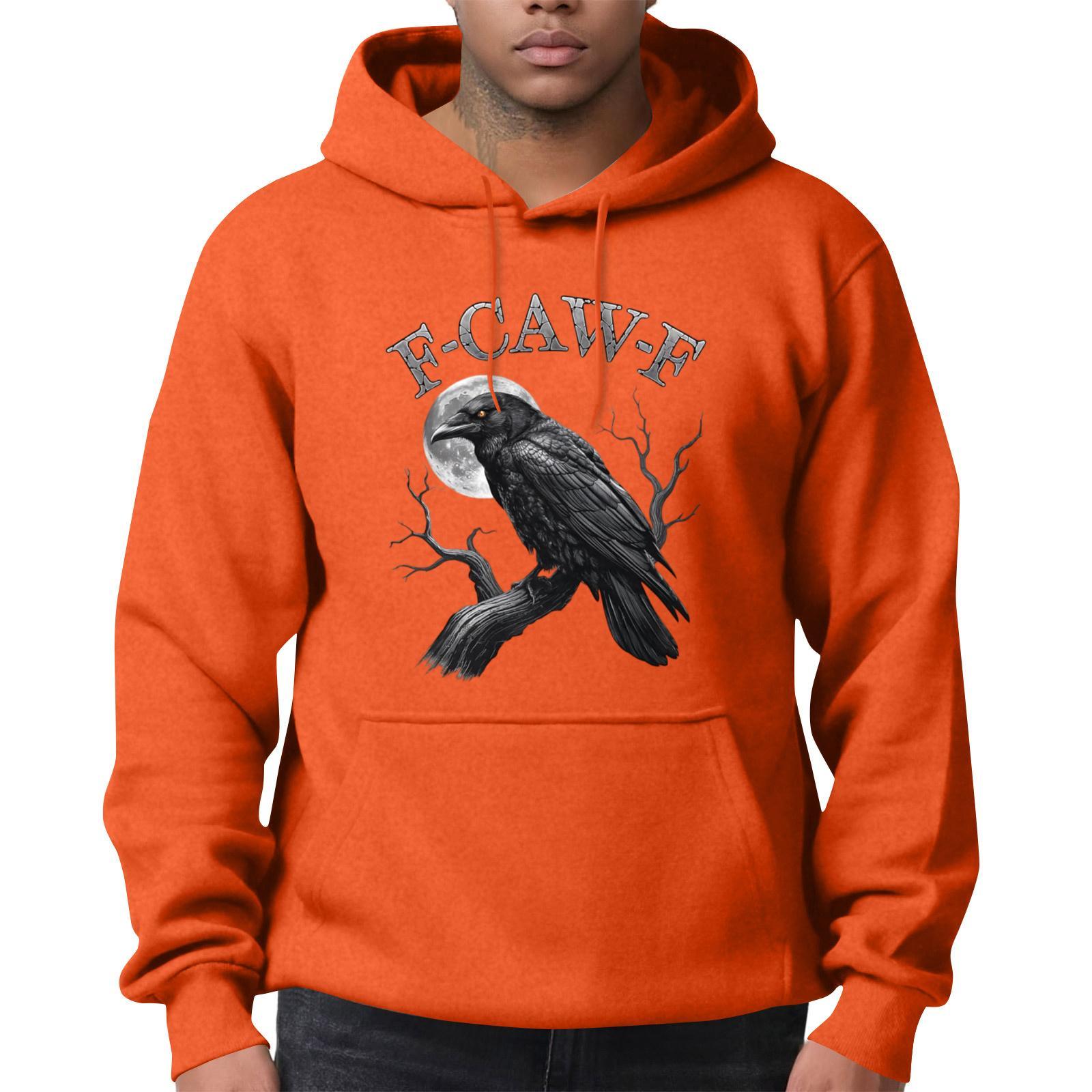 

Мужская модная повседневная толстовка с длинным рукавом, однотонная, с капюшоном XXL оранжевый