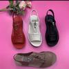 Summer Shoes for Women Sandals Pu Leather Comfort Mother Shoes Zipper Flat Solid Color Plus Size Fashion Sandalias De Mujer
