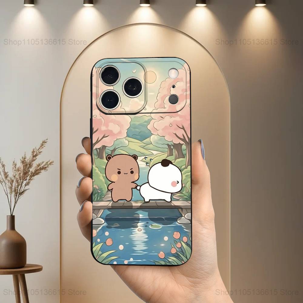 Cute B-BuBu D-DuDu Phone Case For iPhone 17,16,15,14,13,12,11,Plus,Pro Max,XS,X,XR,SE,Mini,8,7,Soft Silicone Black Cover