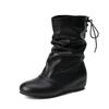 Women's Short Boots Black White Inner Height Increase and Naked Boots Wedge Heel Middle Heel Back Lace-Up Middle Boots Fashion Martin Boots Women
