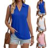 Women's Fashion Casual Lapel Sleeveless Color Shirt Women's V-Neck Up Tops