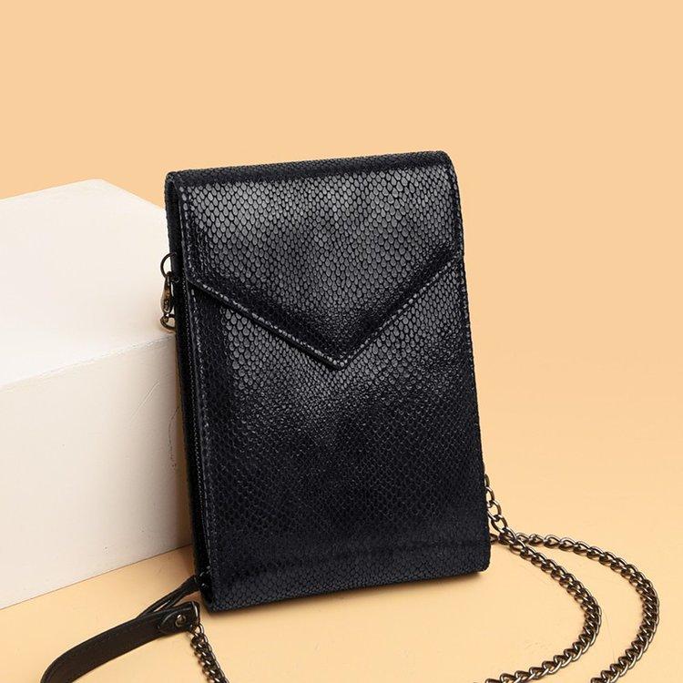 Leather Long Mobile Phone Bag Chain Single Shoulder Oblique Span Women'S Bag Bag Flower Snake Pattern Multi-Function Card Bag Wallet