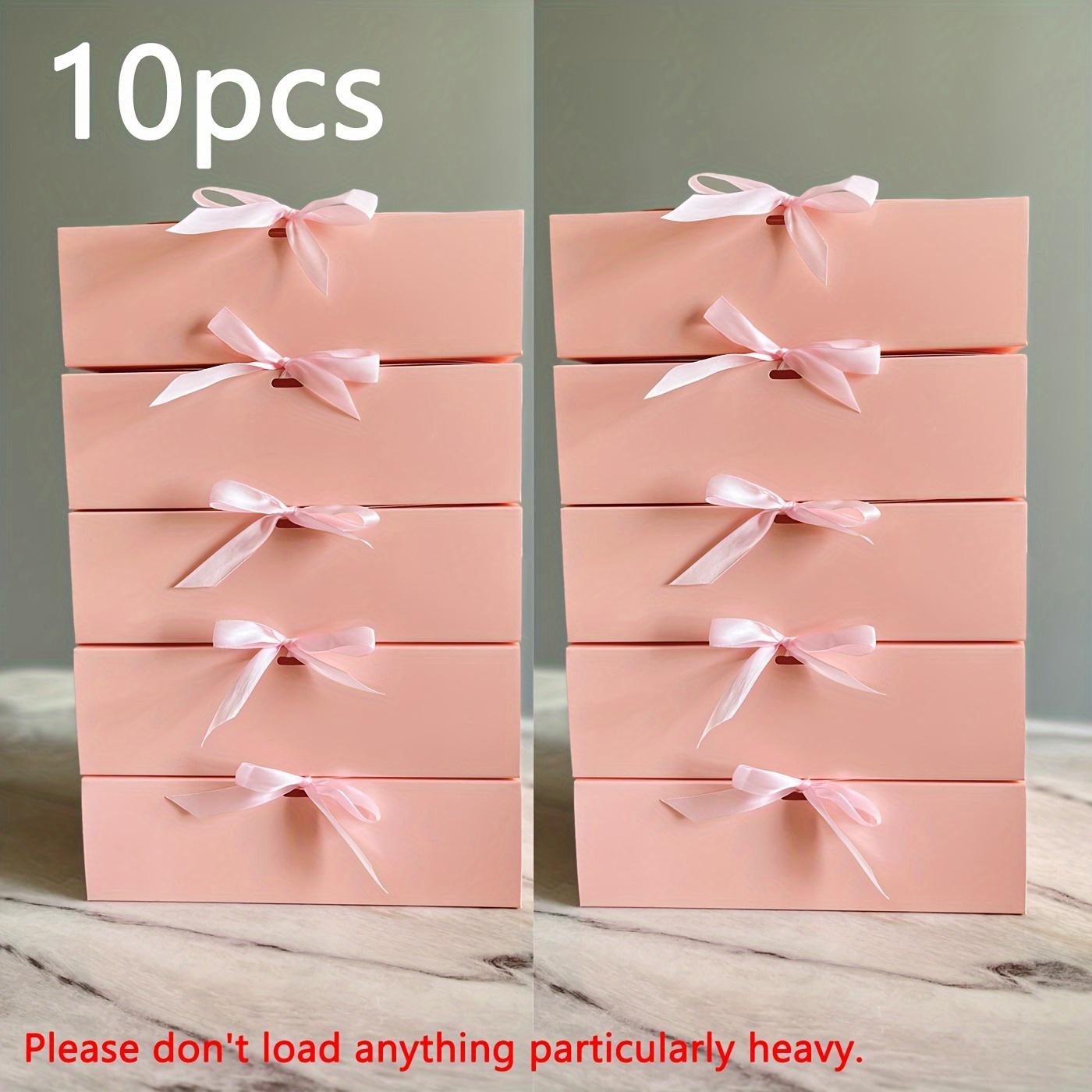 

10 шт. Большие подарочные коробки с крышками, перевязанные лентой – Элегантные бумажные коробки для демонстрации ювелирных изделий, Идеально подходят для свадеб, дней рождений, Рождества, подружек невесты 10pcs розовый
