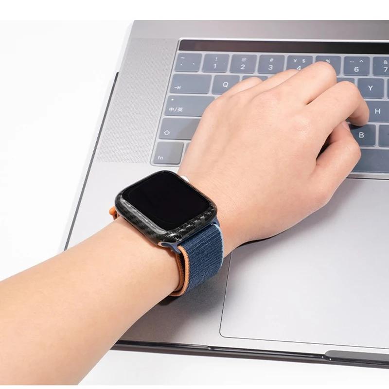 Protector de Fibra de Carbono Tapa Dura Para Accesorios de Carcasa de Apple Watch 44mm 45mm 41mm 40mm no es cristal iwatch Serie 9 8 7 6 5 4 3 SE