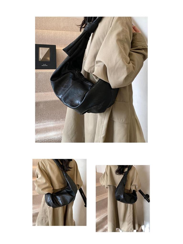 Lux Retro Soft Leather Pleated Dumpling Bag - Versatile Large Capacity Shoulder/Crossbody for Commuting