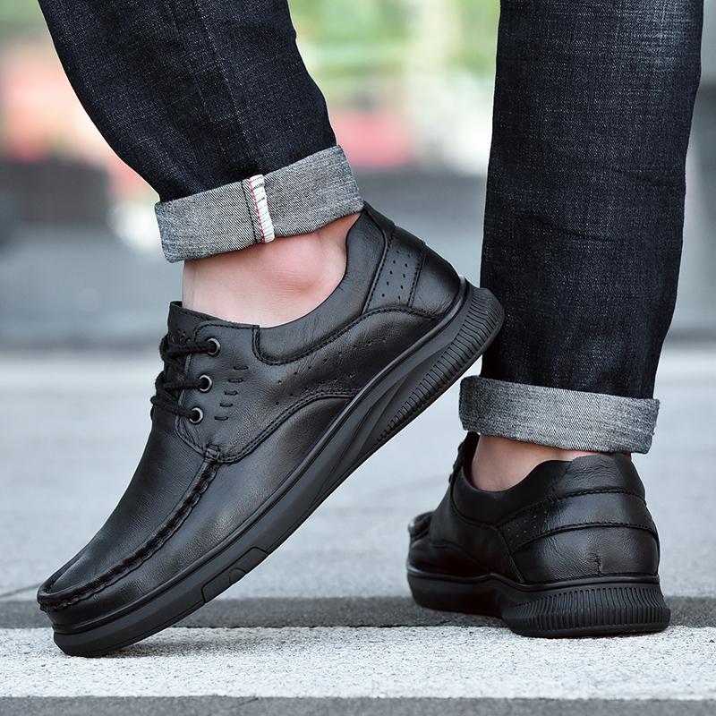 Men's Genuine Leather Casual Shoes Business Casual Shoes Comfortable Soft Sole Anti Slip Lazy Driving Shoes