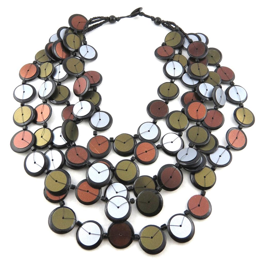 Les Trésors De Lily [M8244] - Collier 'Kilimanjaro' marron vert (5 rangs)