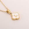 Gold-plated Letter Necklace for Elegant Women - Four-leaf Clover Letter Pendant Necklace