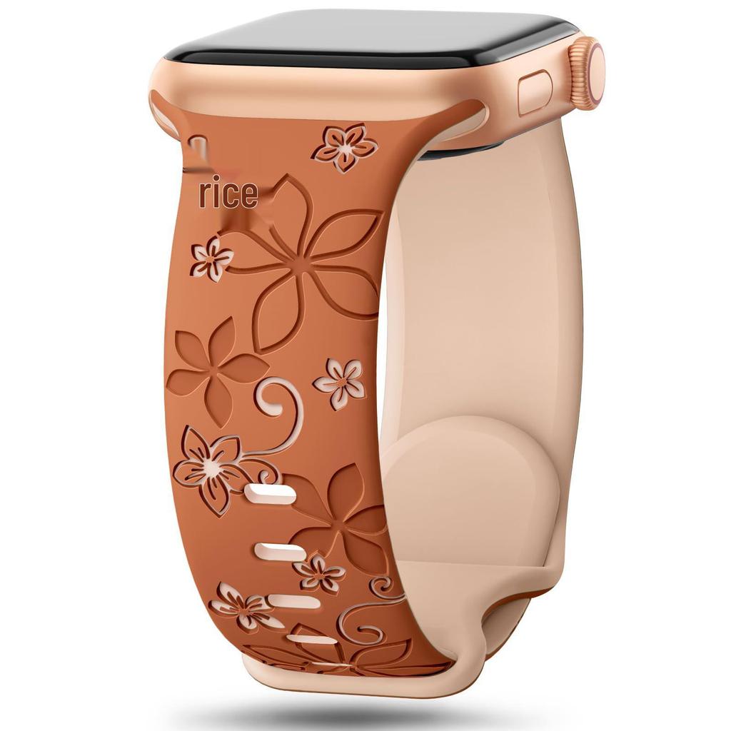 Bauhinia Floral Laser-Engraved Silicone Band for Apple Watch