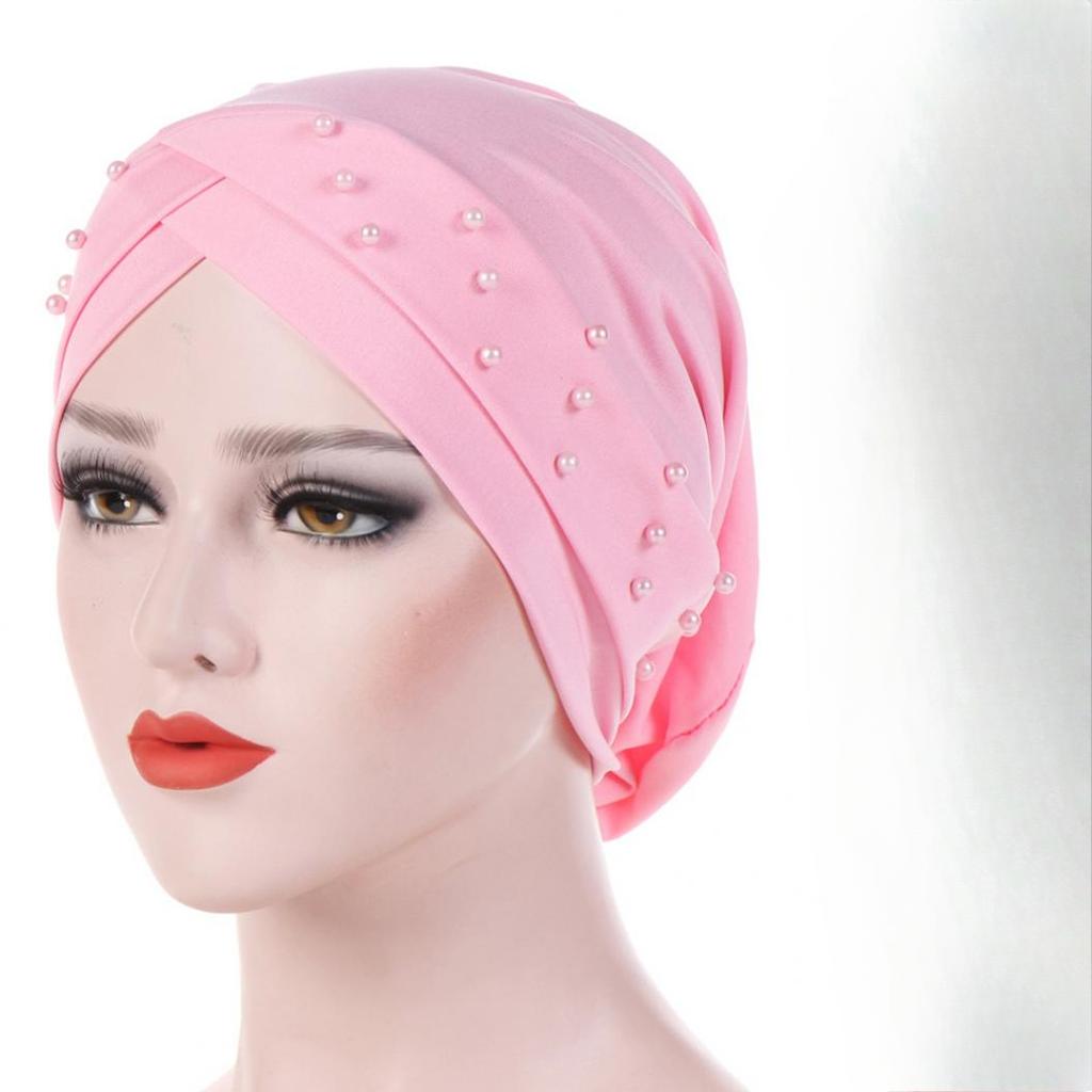 Women Beads Elastic Turban Hat Cancer Chemo Head Wrap EMA
