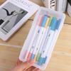 Einfache Stiftebox mit Schnalle Wasserdicht Staubdicht Stift Bleistift Etui Kunststoff Transparent Schreibtisch Aufbewahrungsbox Kleinkram