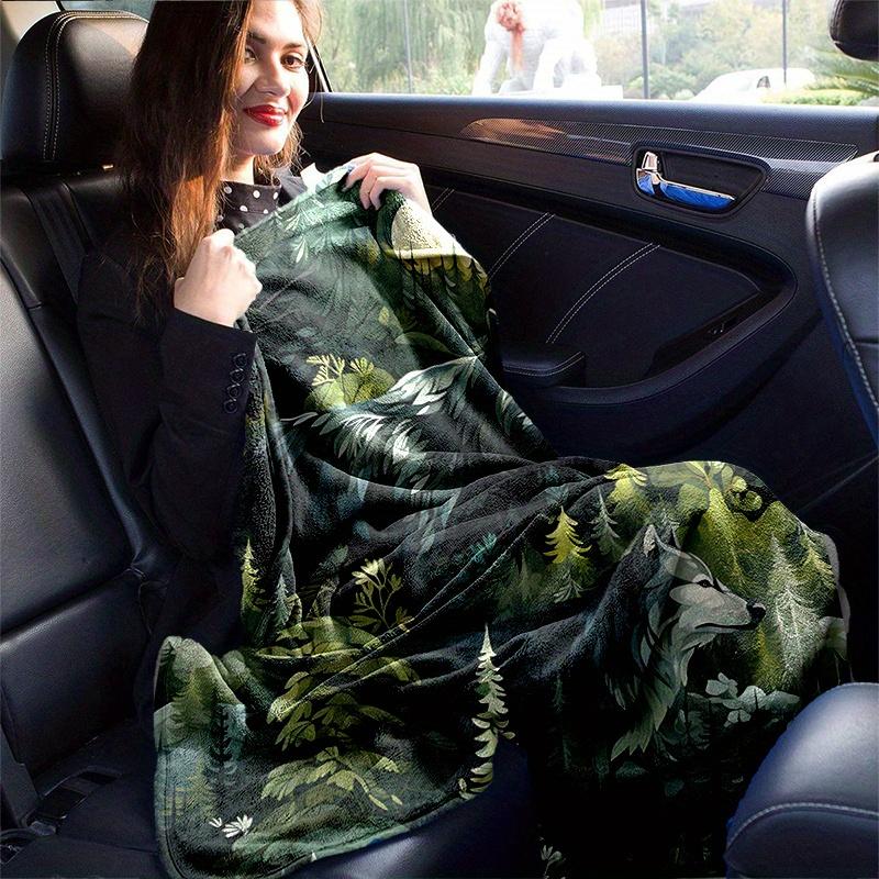 1pc Two Wolves in the Forest Blanket  Soft and Cozy Home Decor Gift for Friend, Suitable for All Seasons, Living Room, Travel, Camping