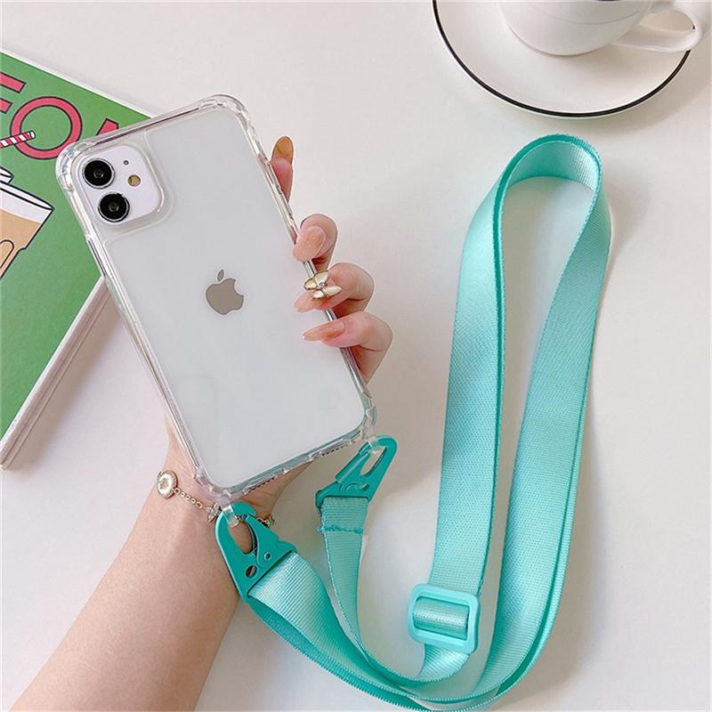 

Crossbody Shoulder Strap Lanyard Phone Case For iPhone 17 Air 11 12 13 14 15 16 Pro Max XR 7 8 Plus Transparent Shockproof Cover For iPhone 17&Case & Strap