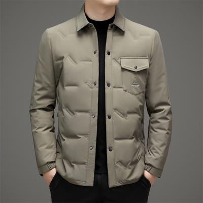 Winter Men's Shirt, Light Goose Down Jacket, Young and Middle-aged Korean Style Slim Simple White Goose Down Jacket