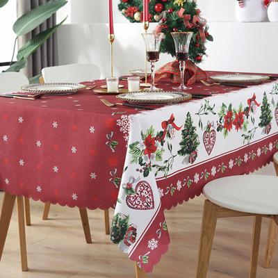 Wiederverwendbare Weihnachts-Tischdecke 5 x 6 Fuß Rechteckige Tischdecke Polyester Wasserdichte Tischdecke Geschenk