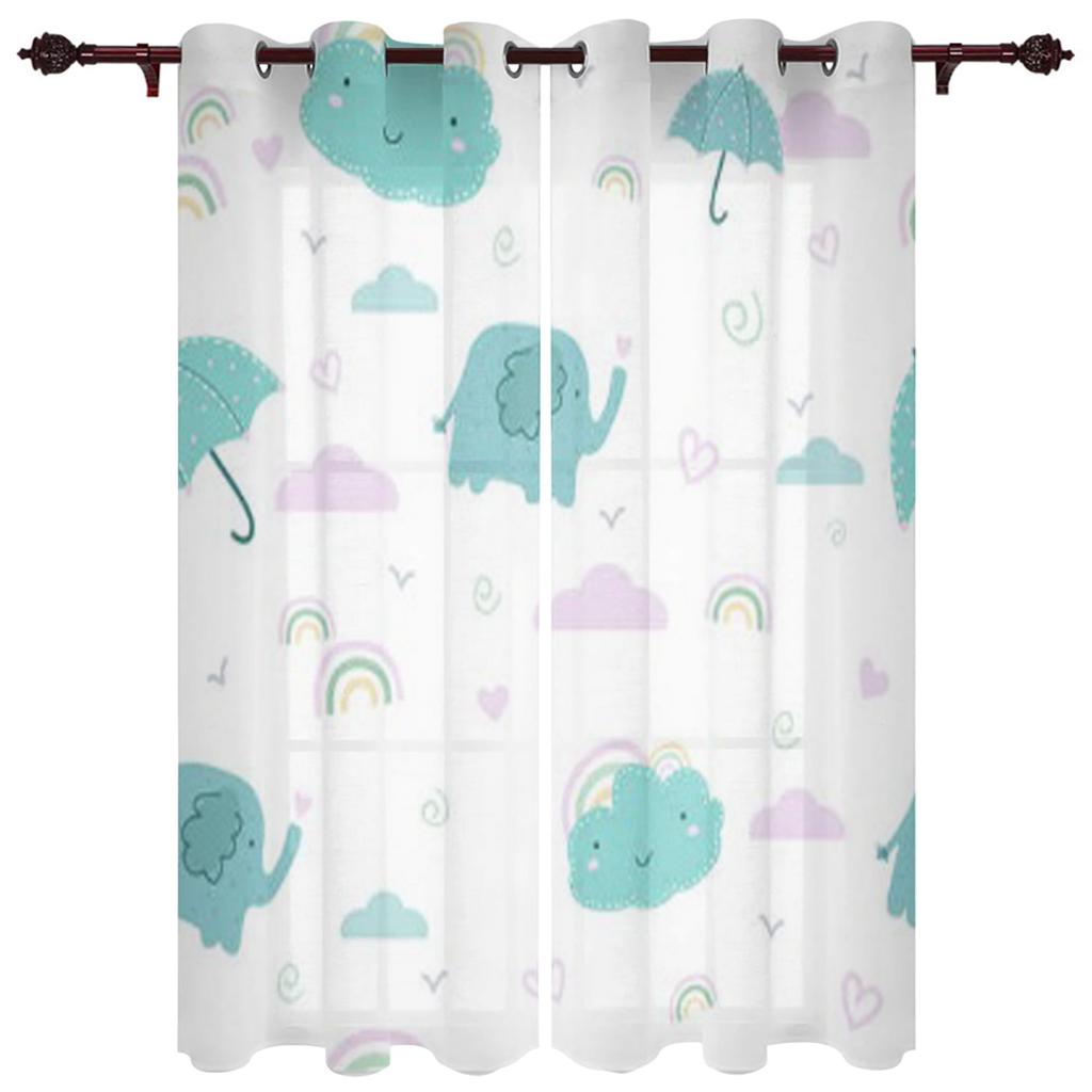 Baby Elephant Cute Butterfly Window Curtain for Living Room Bedroom Home Decor Kitchen for Window Drapes