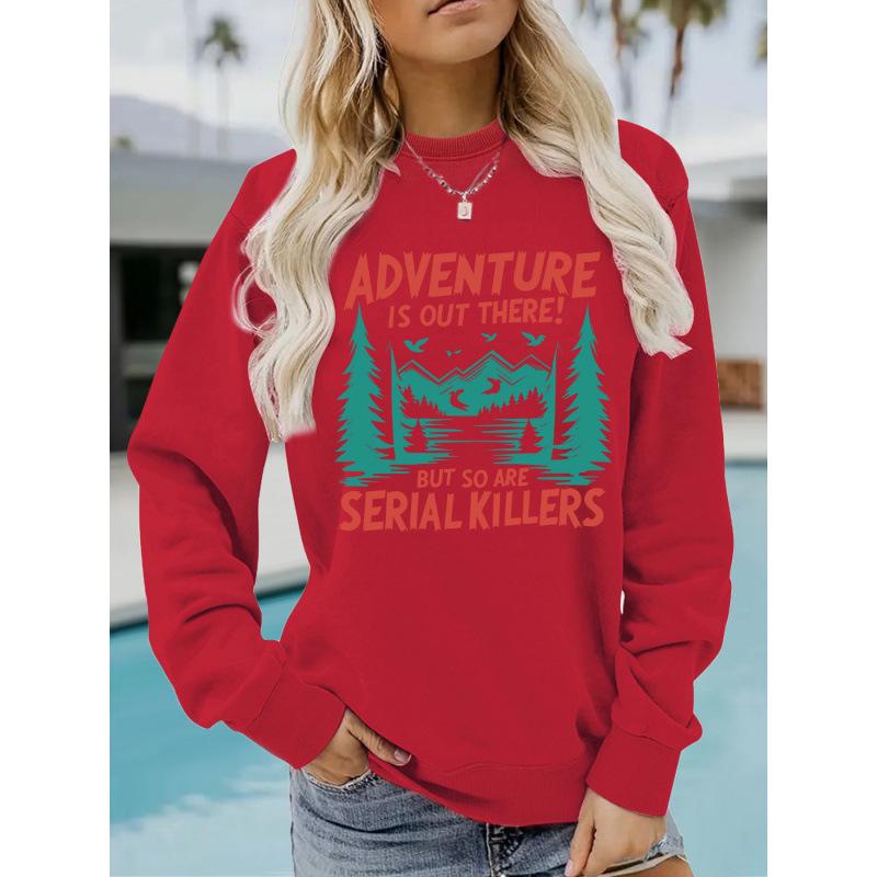 Adventure Print Women's Hoodie - New Autumn Style, Versatile, Round Neck
