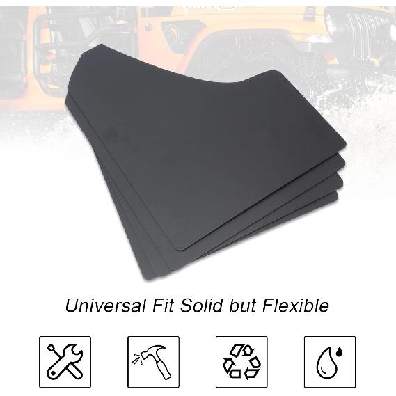 SUNPIE Car Mud Flaps Universal Fit Black Splash Guards (4 Pack) With 20 Pieces 6Mm Fastener Rivet Clips