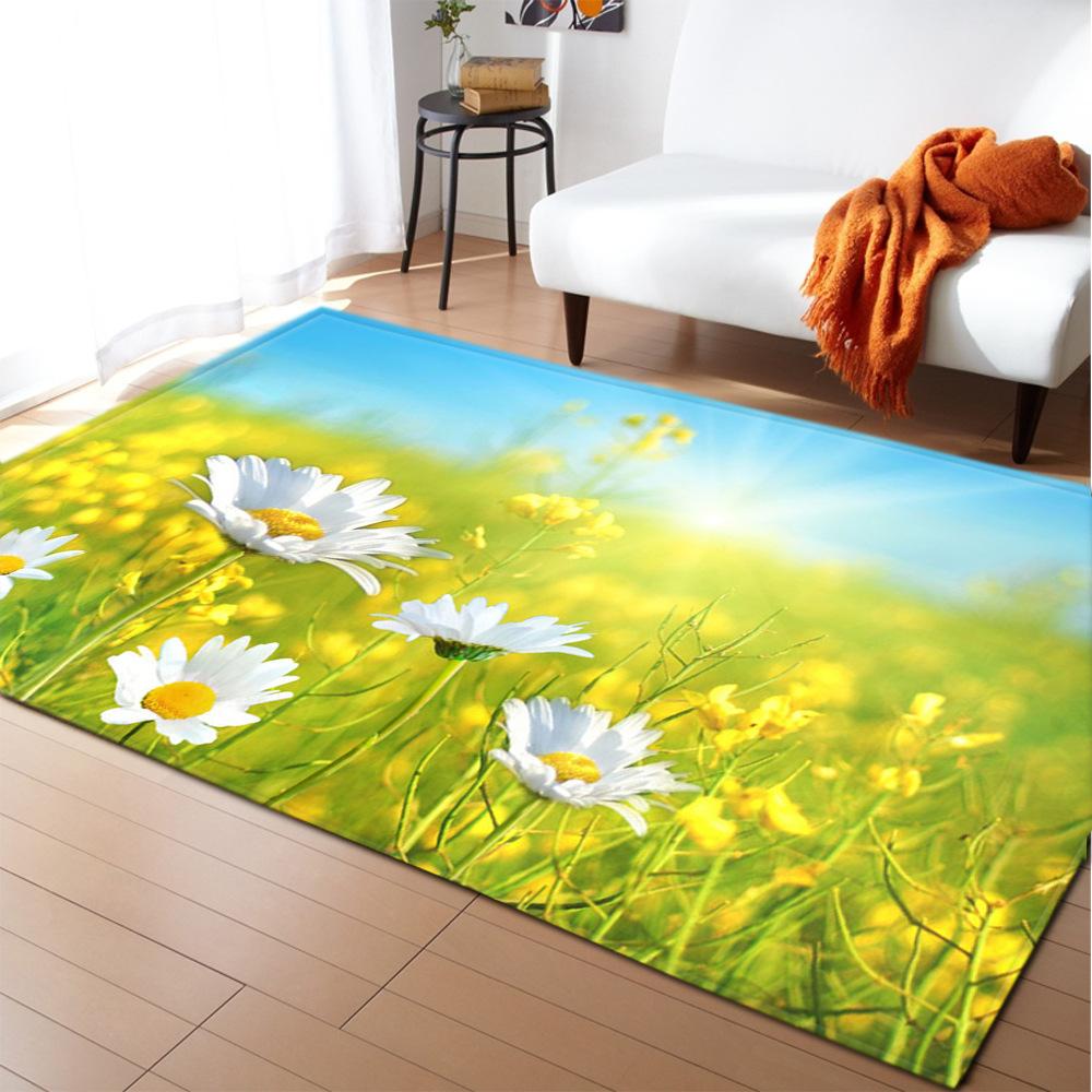 Abstract Daisy Art Large Carpet Living Room Floor Mat Colorful Pattern