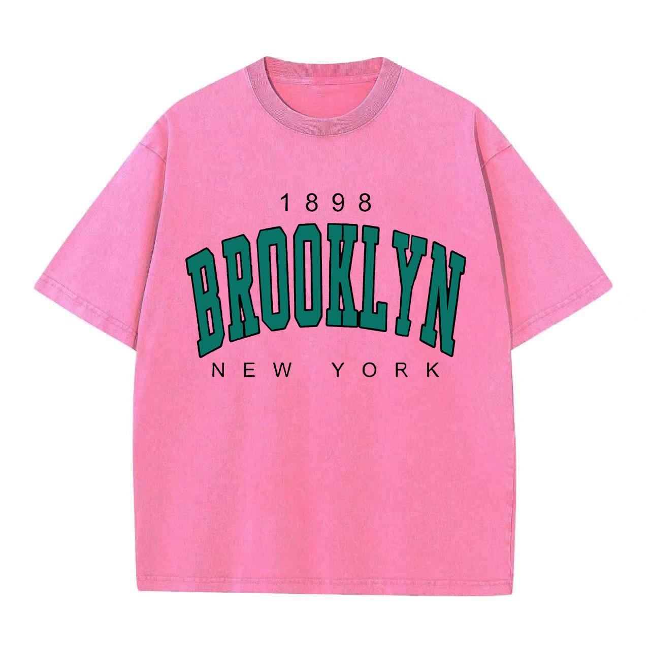 

Ретро-стираная винтажная футболка 1898 New York Printed Women T Shirt Fashion Fleece T Shirt Creativity Pullover Clothing 3XL
