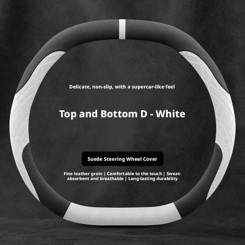 For New BMW 5 Series G60 I5 G60 2024 2025 2026 Suede Car Steering Wheel Cover Ultra-Thin Non-slip Double D Interior Accessories