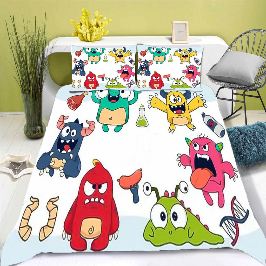 Cartoon Little Monster Duvet Cover Cartoon Girls Like Home Pillowcase Set Adult Bedroom Children Comforter Bedding