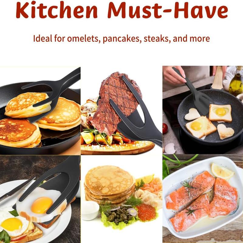 1PCS Shovel Clip Silicone Grip Flip Tongs Egg Steak Spatula Tongs Clamp Pancake Fried Turners Cooking Tool Kitchen Accessories
