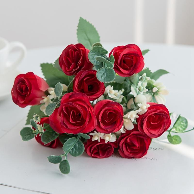 

Artificial Flowers Silk Ten Heads Wedding Outdoor Garden Courtyard Home Decorations Festival Diy Vase Bridal Bouquet Accessories 1pc красный
