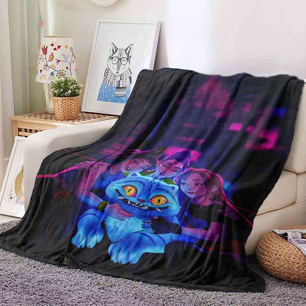 K-Pop D-emon H-unter Blanket Anime Flannel Blanket Fan Gift Suitable for Home Leisure Camping Travel Multifunctional Blanket
