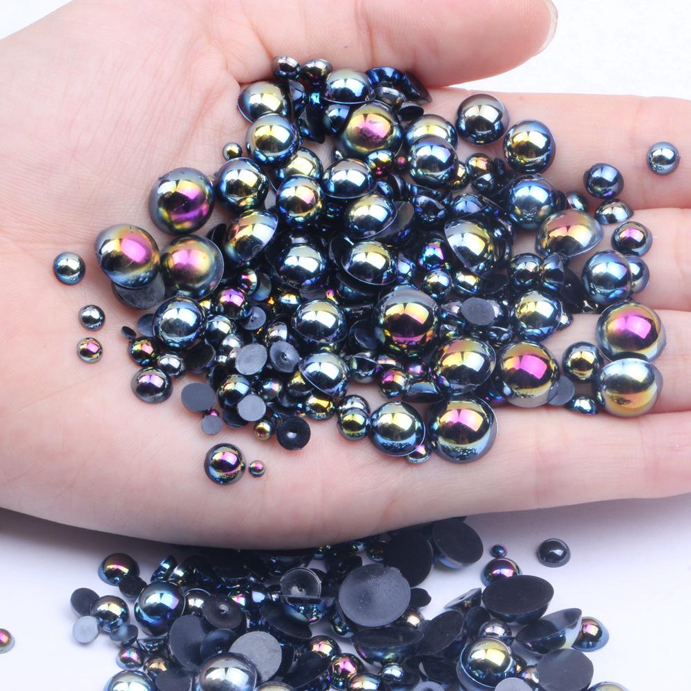 Colorful Flat-Bottomed Semi-Round ABS Imitation Pearls, 2-10mm, Mixed Sizes, 1000 Pieces for DIY Jewelry