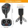 TR-22Q Dual USB QC3.0 Fast Car Charger Digital Display 2-Socket Cigarette Lighter Adapter