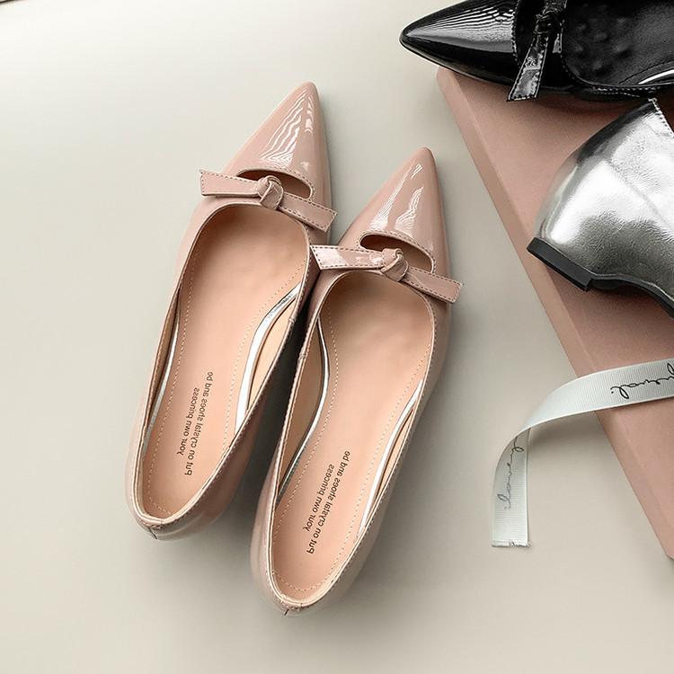 

Нишевые туфли-лодочки с бантом класса люкс 2025 весна-осень ручной работы женские туфли с острым носком на скрытой платформе женские туфли кожаные милые женские 39 телесный