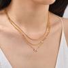 3pcs Set Simple Fashion 18K Gold Plated Stainless Steel Water Drop Heart Zircon Pendant Necklace for Women, Classic Jewelry Set
