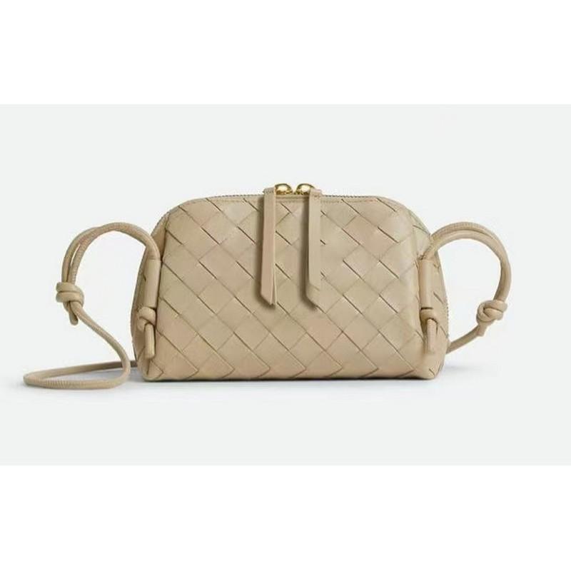 Genuine Leather Mini Camera Bag Woven Design Crossbody Shoulder Women Daily Use Soft Structured Square Purse