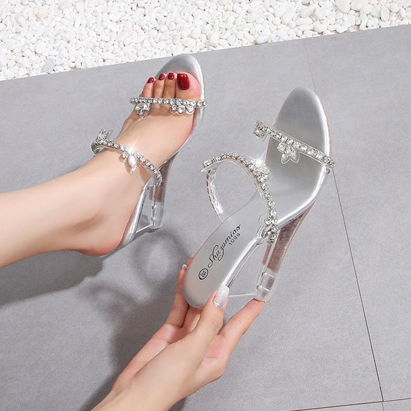 Toc cu pană Strasuri Club de noapte Tocuri înalte Pantofi simpli de damă Pantofi de dans podium Crystal Seria 1098 Toc 8 cm LFD