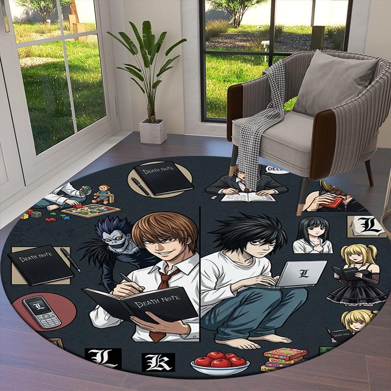 Death Note Round Area Rug Carpet Rug For Living Room Bedroom Sofa Playroom Decor Nonslip Floor Mat