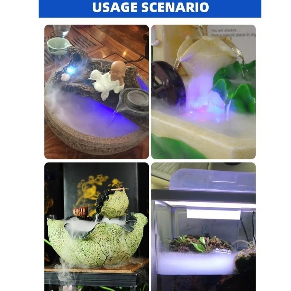 Neuer 5V USB-Nebelmacher 4 LED-Leuchten Bunte Lichter Vernebler Sprüher BlasenGenerator Zerstäubungsköpfe Landschaftsspray Aquarium