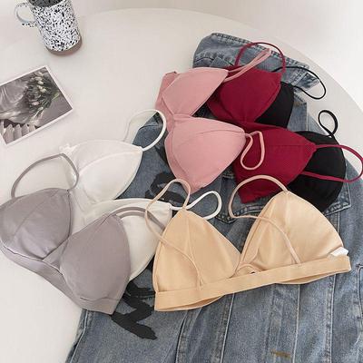 Korean French-Style Padded Triangle Cup Bra Top with Beautiful Back Design