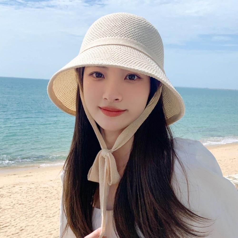 

Fashion Breathable Straw Hat Adjustable Large Brim Fisherman Cap Outdoors Shade Sun Hat Outdoors бежевий