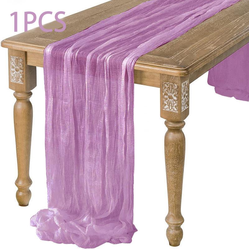 90x400CM Semi-Sheer Gauze Table Runner For Wedding Reception Sheer Bridal Shower Birthday Party Banquet Xmas Table Decoration