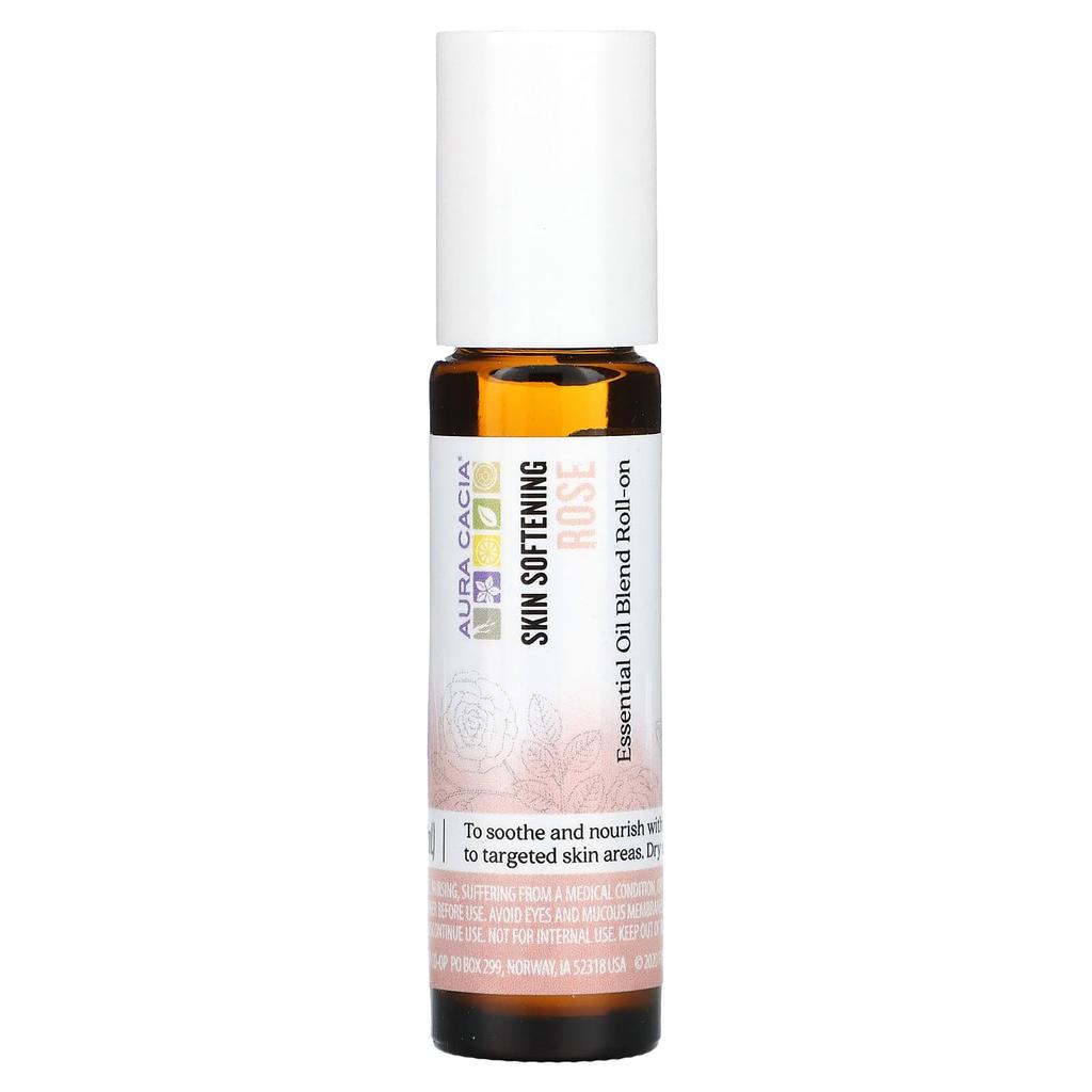 Essential Oil Blend, Skin Softening Roll-On, Rose, 9.2 Ml (0.31 Fl Oz)