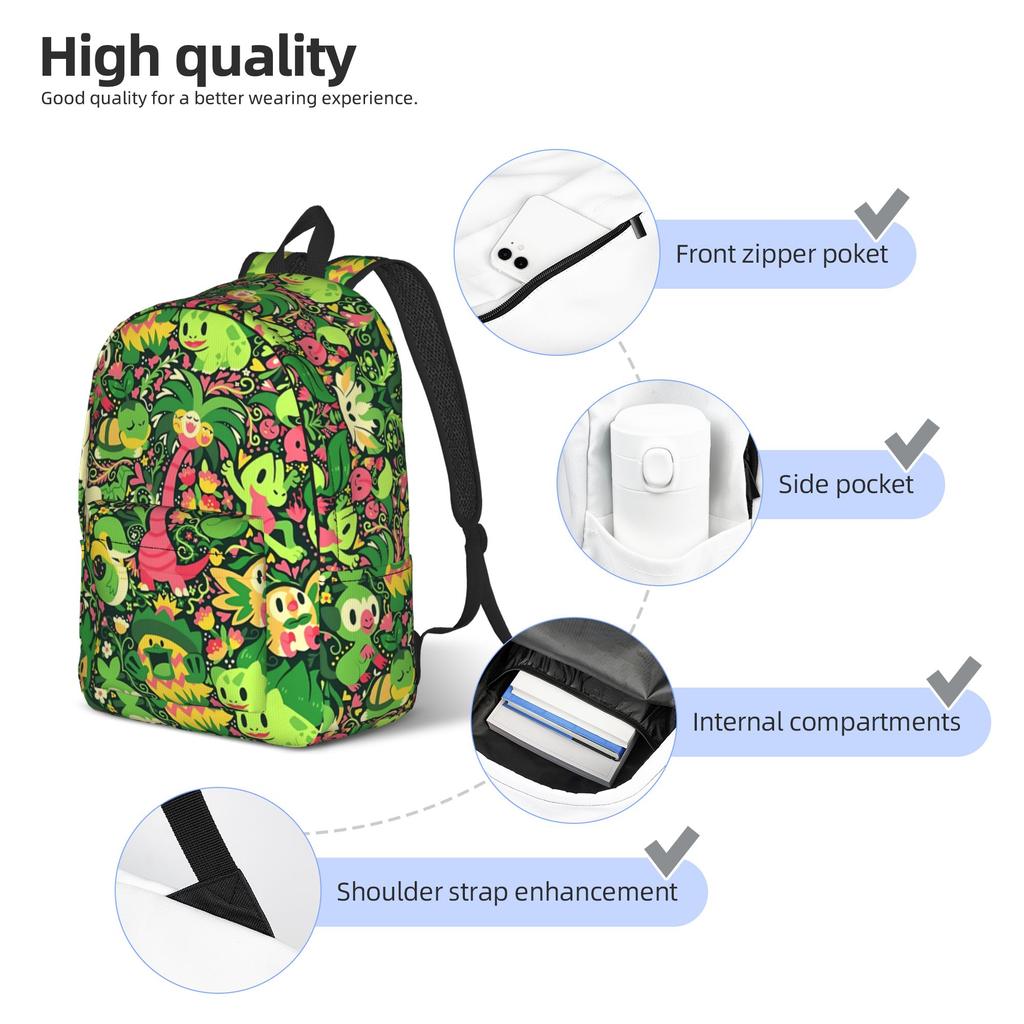 Fashion Cartoon Pokemon Theme Backpack  Mochilas Cool Travel Retro Washable Rucksack